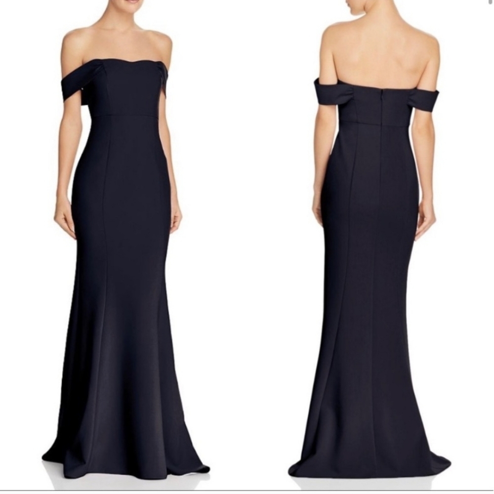 Likely Bartoli Off Shoulder  Navy Evening Dress